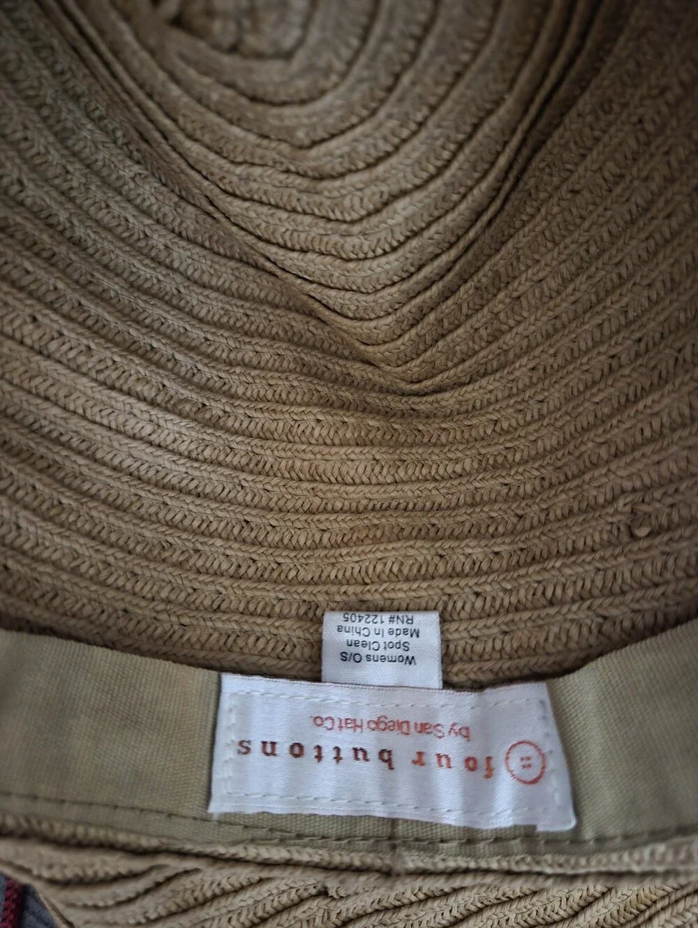 Four Buttons By San Diego Straw Sun Hat with Black Band and Silver Clutch Set